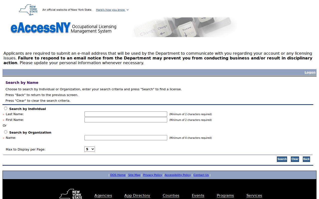 Haverstraw ZIP code directory eAccessNY license search
